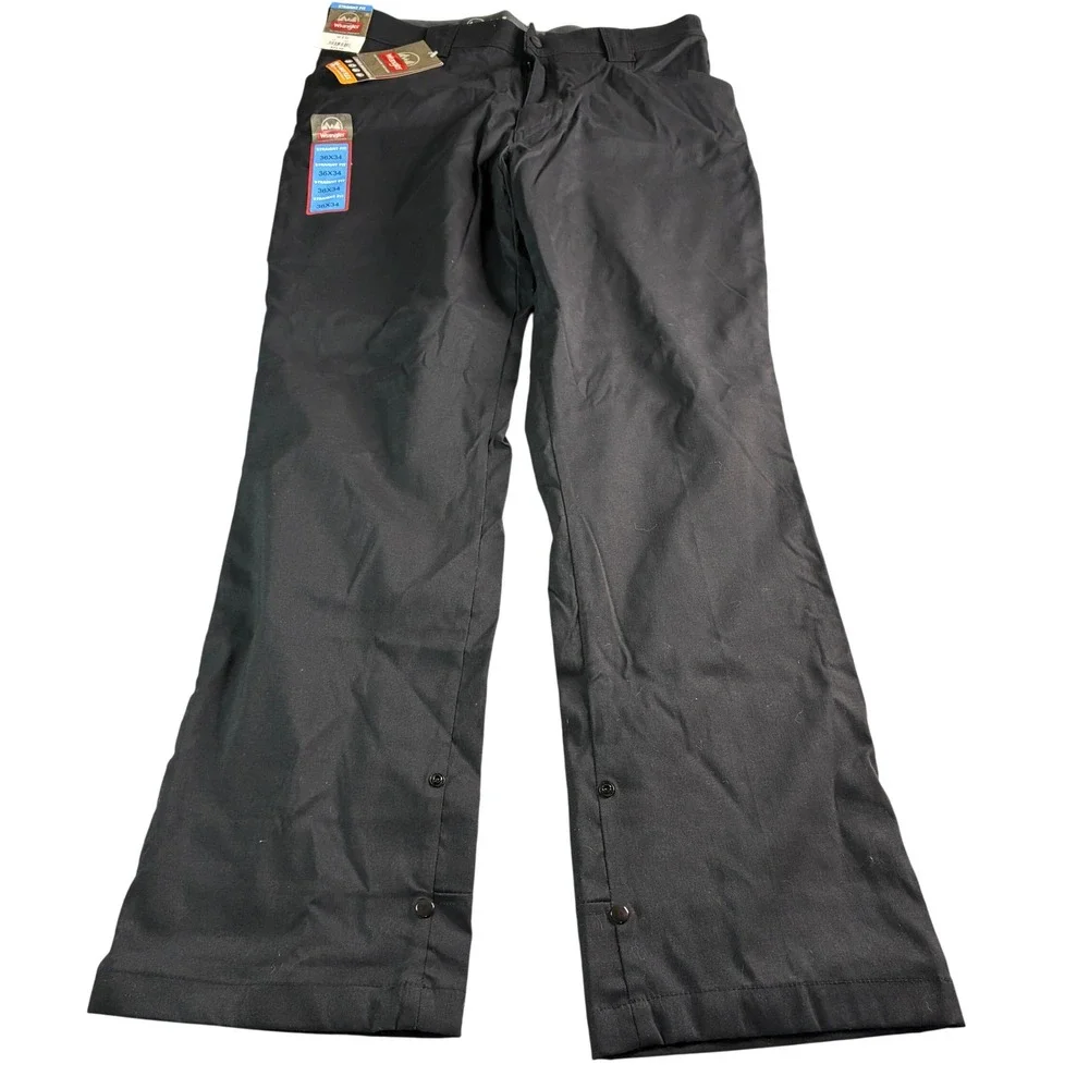 Wrangler Outdoor Series Mens Straight Fit Pants Black 36x34 Water Repellent Flex